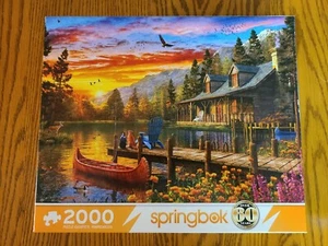 Springbok 2000 Piece Jigsaw Puzzle Cabin Evening Sunset - used once - Picture 1 of 1