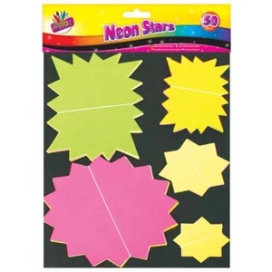 50 x Estrellas Surtidas Flash Cards Art Star Day Glo Neon Precio fluorescente Precio - Imagen 1 de 3