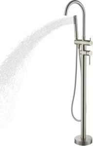 Freistehende Wannenfüller Nickel gebürstetes Bodenmontage Badewannenarmaturen - Bild 1 von 5