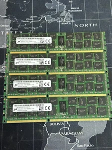 Lot (4) MICRON 16GB SERVER RAM DDR3 RECC PC3 12800R 2RX4 MT36KSF2G72PZ-1G6E1FF - Picture 1 of 3