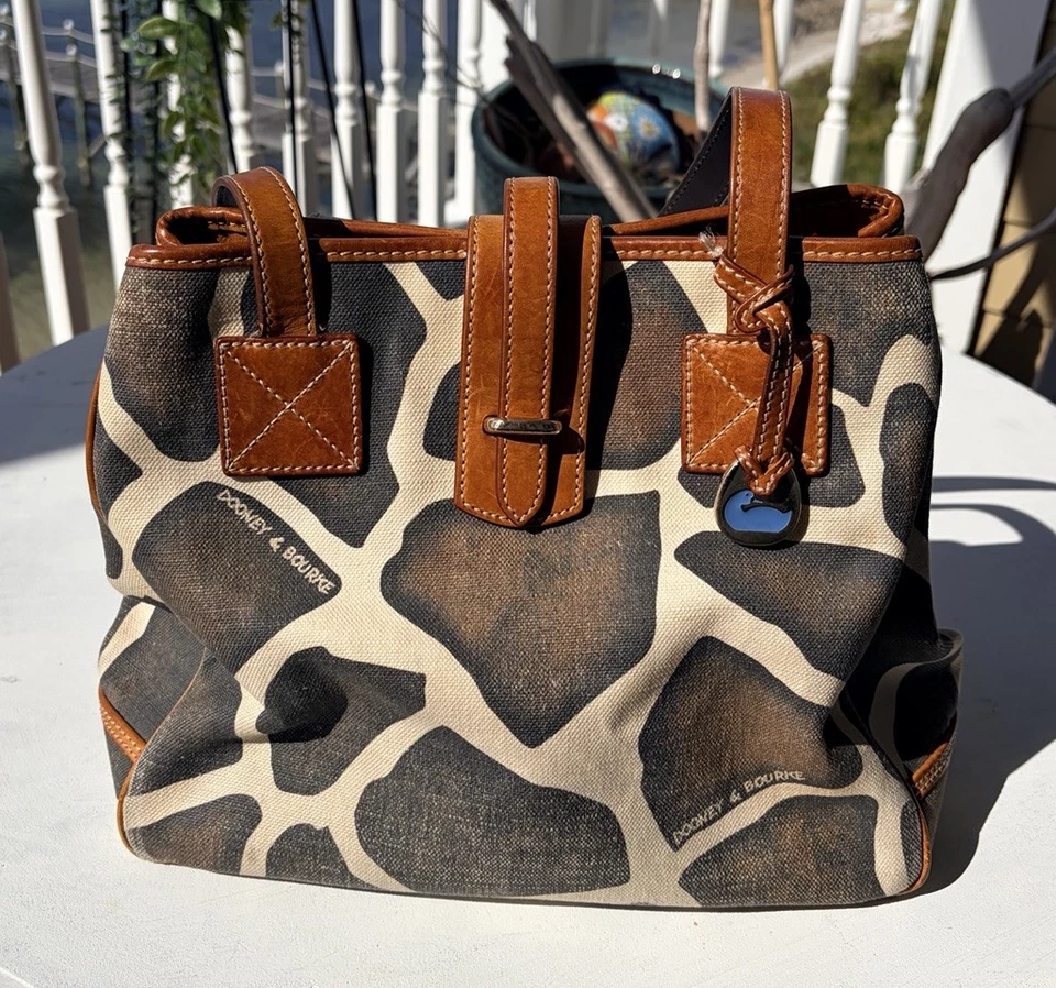 Bolso de Hombro Dooney & Bourke Jirafa Estampado Animal Lona Multicolor Y2K Foto 1 de 4