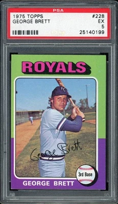 1975 Topps George Brett #228 Kansas City Royals Salón de la fama PSA EX 5 Foto 1 de 2