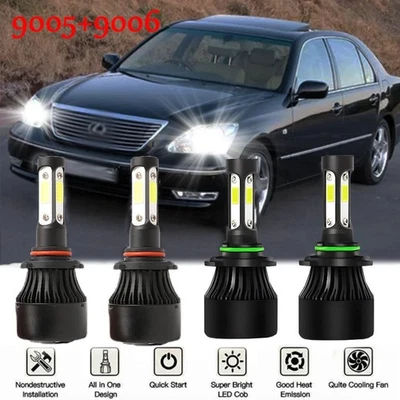 Para Lexus LS430 2001-2006 - 4x 6000K Kit combinado de faros LED haz alto bajo Foto 1 de 4