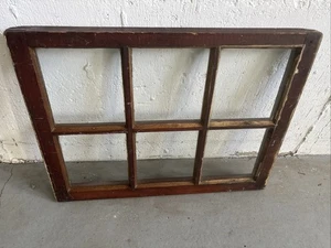 24 x 18 Vintage Wood Window Sash Old 6 Pane Panels Frame 1940s? - Picture 1 of 11