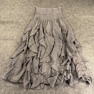 Falda Y2K Linda Opciones Para Mujer Pequeña Gris Volantes Hada Maxi Boho Campesina En Niveles Foto 1 de 4