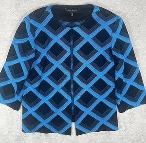 Chaqueta de trabajo lavable Ming Wang XL tejida con estampado de diamantes para mujer - Imagen 1 de 8