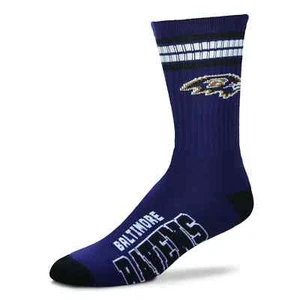 Baltimore Ravens Crew Socks Large Size 10 to 13 4 Stripe - Picture 1 of 1