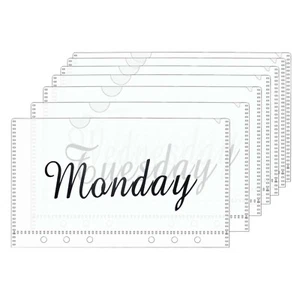 7pcs A6 Binder Pockets 6 Hole Printed Weekly Zipless Clear Cash Envelopes - Picture 1 of 6