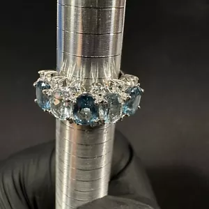 Vintage Sterlingsilber 925 Ring blaue Steine Thailand - Bild 1 von 9