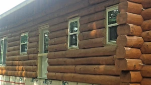 10" x 13" Double Round, Hand-Peeled, White Pine, Full Log Cabin Home Logs - Picture 1 of 12