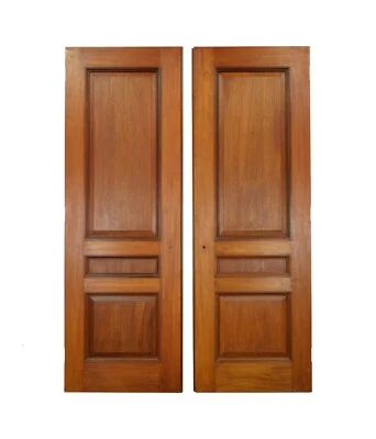 Puertas dobles de madera de caoba de 3 paneles bien hechas 85,3 x 58,374 Foto 1 de 4