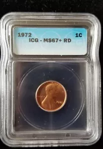 1972 1C RD Lincoln Memorial penny ICG MS67+ Red low pop Blazing Red Beauty t2793 - Picture 1 of 12