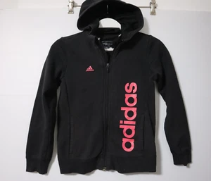 Adidas black/pink hooded jacket size 9-10 - Picture 1 of 2