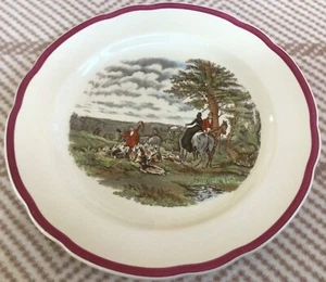 Fox Hunt Hunting Spode Dinner Plate The Kill Magenta Rim - Picture 1 of 6