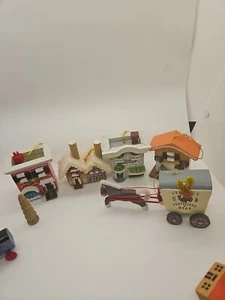 5er Set Kurt Adler Pferdewagen - Weihnachtsschmuck 1977-79 Holzhäuser - Bild 1 von 15
