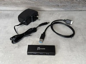 J5CREATE USB 3.0 4-PORT HUB WITH POWER CORD JUH340 PRE-OWNED TESTED WORKING - Picture 1 of 3