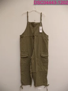 YESNO Women's Casual Cropped Wide Leg Jumpsuit Overalls Army Green XL - Picture 1 of 5