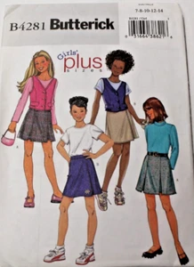 Butterick 4281 Girls PLUS Lined Vest-Mid-Knee Skort Sewing Pattern 7-8-10-12-14 - Picture 1 of 2