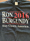 Anchorman Ron Burgundy 2016 Stay Classy,  America Black T Shirt M Trump Clinton