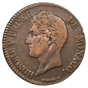 Monaco - 5 centimes 1837 M Honoré V - Petite tête - cuivre - KM.95.2a Gad.MC.102 - Imagen 1 de 2