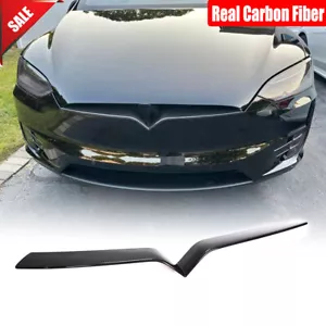 Fit For Tesla Model X 2016-2023 Real Carbon Fiber Front Center Grille Cover Trim - Picture 1 of 12