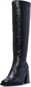 Vince Camuto Women's Biancaa Sangeti Stacked Heel Knee High Boot, Black Leather - Picture 1 of 7
