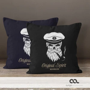 Funda de cojín calavera capitán cráneo bardo hipster marinero 40x40 autiga® - Imagen 1 de 3