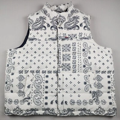 Levi's Performance Western Super Puffer Vest Mens Size XXL White Blue Down NEW - Image 1 of 4