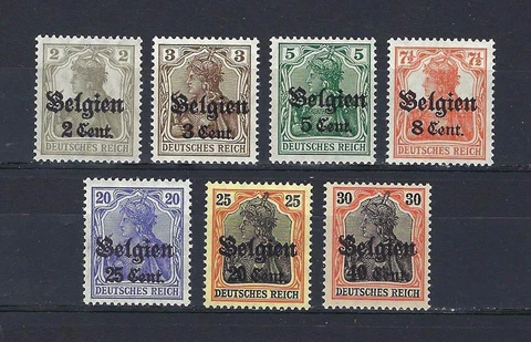 Belgium 1916-18 Sc# N10/19 under German occupation 7 stamp MNH Cover