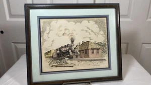 Lois B. Jung Hand Signed Numbered Artist Proof Railroad Train Depot Oxford, WISC - Picture 1 of 17