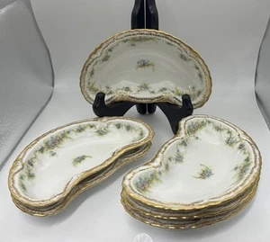 Haviland Limoges crescent (bone) dishes Schleiger 341 pattern 6” long Set of 6 - Picture 1 of 7