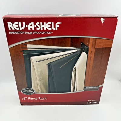 Rev-a-Shelf 裤子架壁橱收纳 16 英寸油磨青铜饰面新品! — 第 1/4 张图片