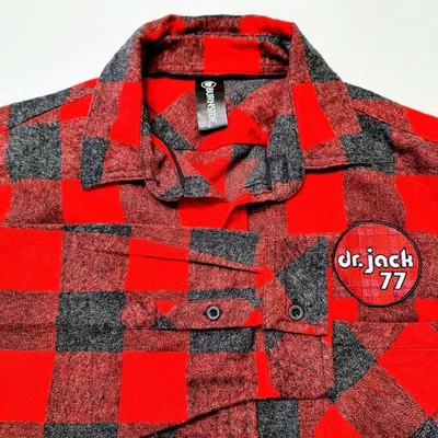 Camisa de franela roja con botones manga larga Burnside Dr. Jack 77 para hombre talla M Foto 1 de 4