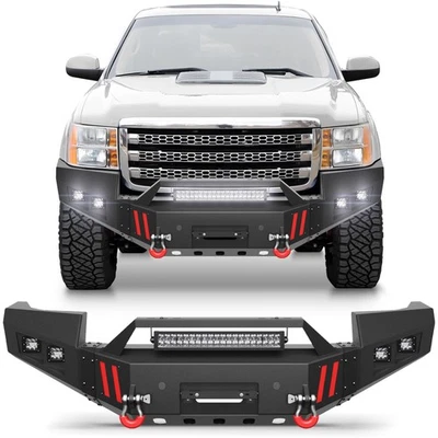 Front Bumper W/ Winch Plate & LED Lights For 2011-2014 GMC Sierra 2500/3500 HD Foto 1 de 4
