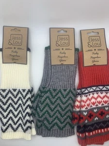 Jess & Lou Fingerless Gloves Bundle x3 Pair Funky Fingerless Gloves Adult Freepo - Picture 1 of 11