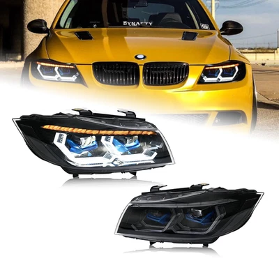 LED Headlights For BMW E90 320i 323i 325 330 335 2005-2012 Sequential For Xenon - Imagem 1 de 4