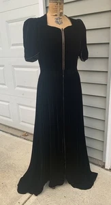 Vintage 30er 40er Jahre Seide Samt Morgenmantel Schräg Ballonärmel Mängel Büste 40 - Bild 1 von 24