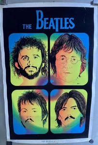 1981 Beatles Fuzzy Blacklight Poster 23x35 Funky Enterprise #953 - Picture 1 of 7