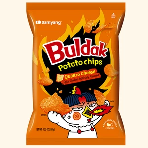 Samyang Buldak Quattro Cheese Potato Chips 4.23oz | Korean Spicy Snack - Picture 1 of 9