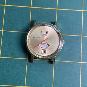 VTG ENDURA JUMP HOUR GOLD PLATED FOR PARTS OR REPAIR SWISS WATCH J2 - Picture 1 of 9