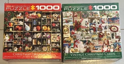 2 Sealed Unopened Eurographics Christmas Puzzles: Ornaments & Vintage Cards - Image 1 of 4