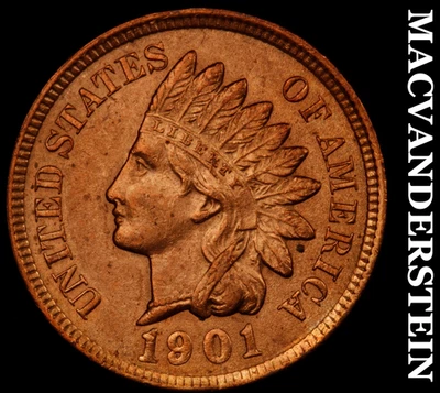 1901 Indian Head Cent - Red Choice Gem Brilliant Unc++++  Lustrous  #F5282 - Image 1 of 2
