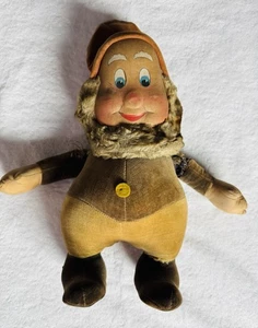 1930er-40er Jahre SELTENE VINTAGE 7 ZWERGE HAPPY STOFFPUPPE DISNEY - Bild 1 von 5