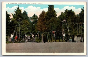 Playground Auto Rest Park Carmel Maine ME Postcard Swings Rings Ladder - Picture 1 of 3