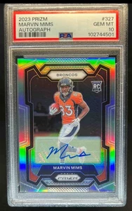 2023 Panini Prizm Marvin Mims Auto RC Silver Rookie #327 Broncos PSA 10 - Picture 1 of 2