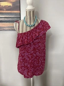 Old Navy Women's Size Large One Shoulder Flower Print Top A-2 - Picture 1 of 8