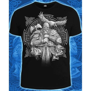 Herren T-Shirt "Viking" mit Muster unter UV Schwarzlicht leuchtet Neon Psy - Bild 1 von 4