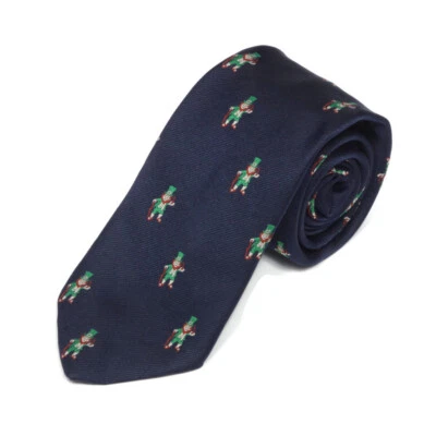 Vintage Leprechaun Lucky St. Patricks Day Irish Navy Blue Men's Skinny Neck Tie  - Image 1 of 4