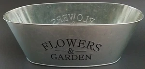 Window Planters Printed ‘Flowers & Garden’ Oval Galvanized 11x5x4” Select Number - Picture 1 of 3