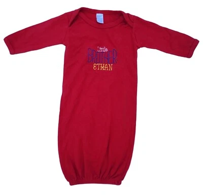 Bebé Niño Personalizado "Little Brother Ethan" Vestido Rojo Monag 3-6 Meses 100% Algodón Foto 1 de 4